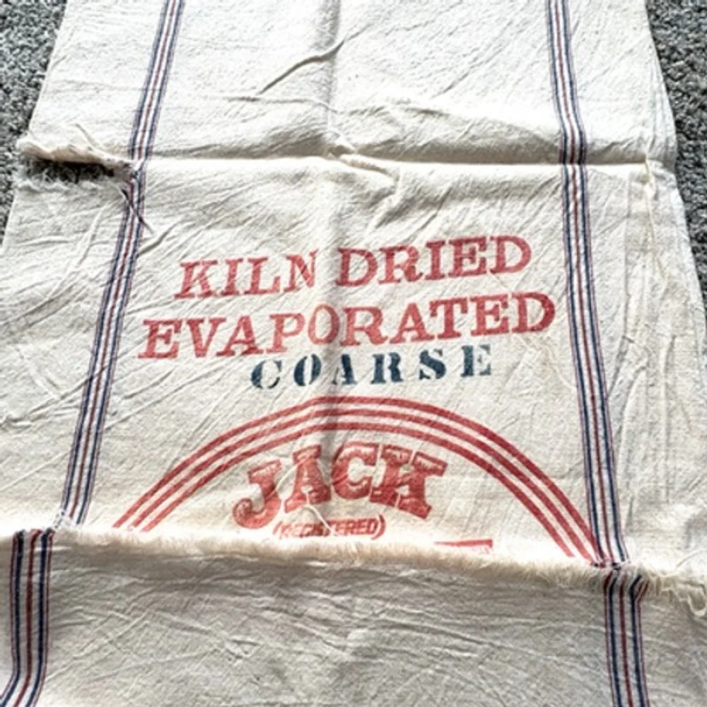 Jack Frost Table Salt Linen Sack 100 lbs. , Mulkey Salt Co. Vtg